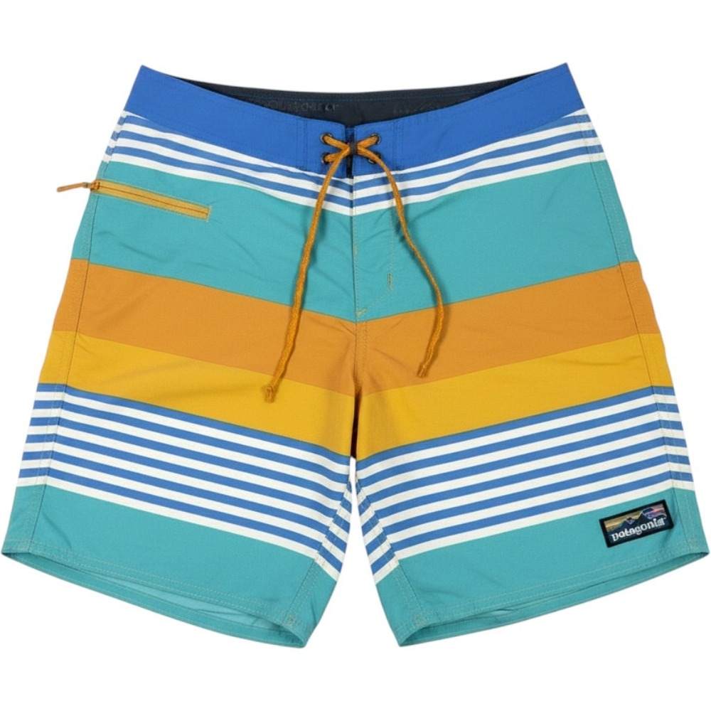 Patagonia Wavefarer Boardshorts‎ Mens 30 Striped Blue Orange Recycled Nylon Swim